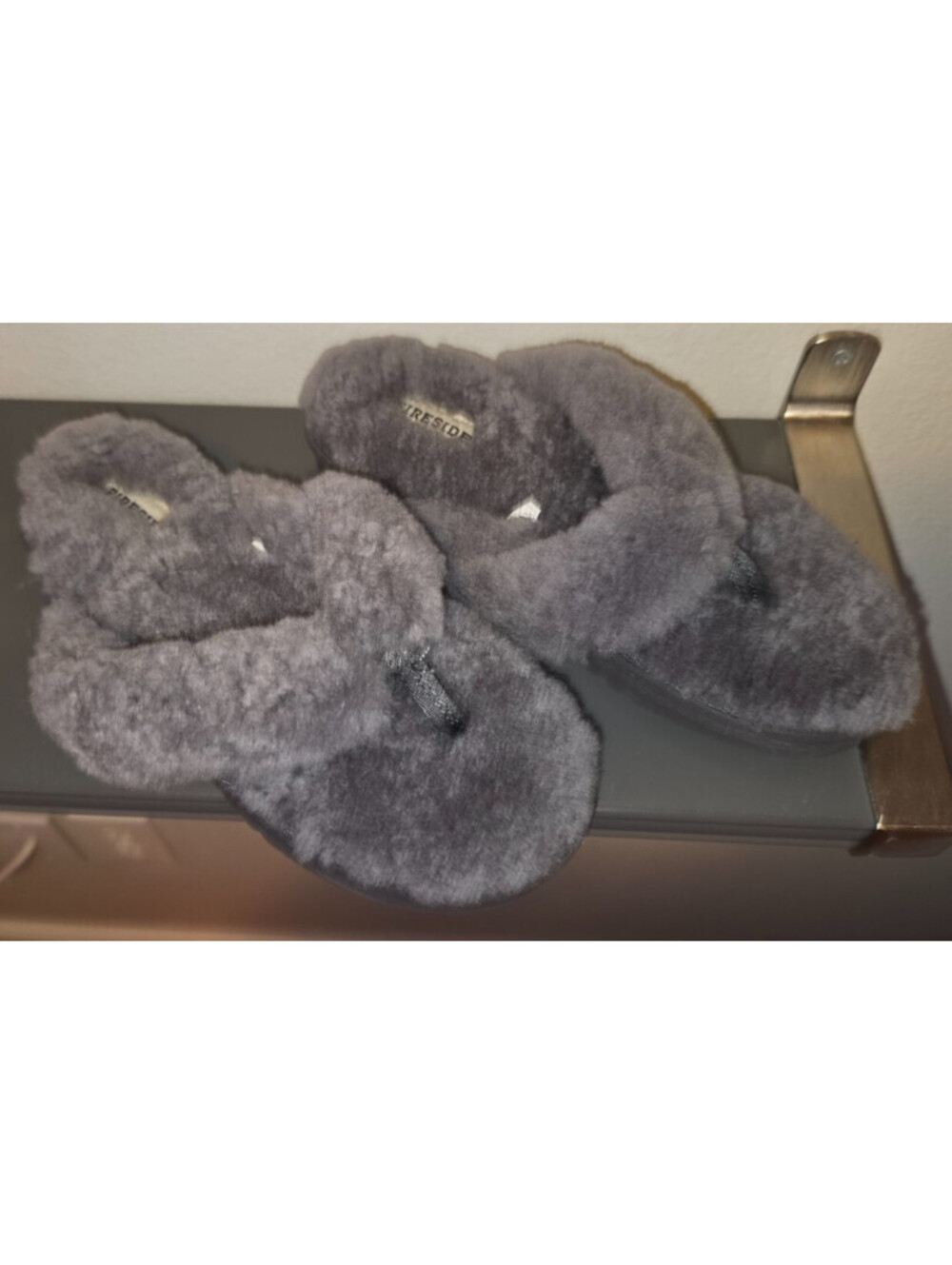 FIRESIDE BY DEARFOAMS CAIRNS GENUINE SHEARLING SLIDE SLIPPERS GREY US 8 EU 39